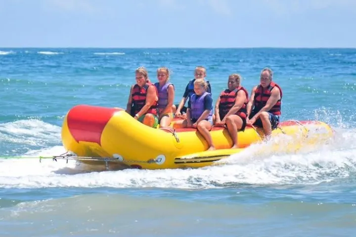Large group on banana boat in Myrtle Beach