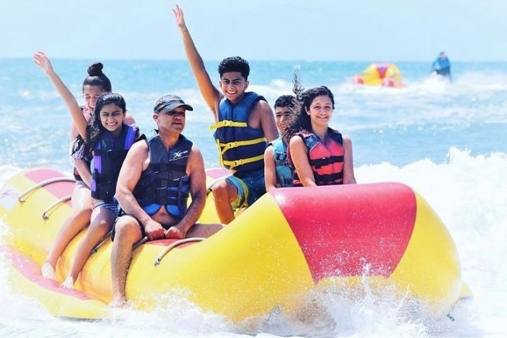 A group on a banana boat in Myrtle Beach