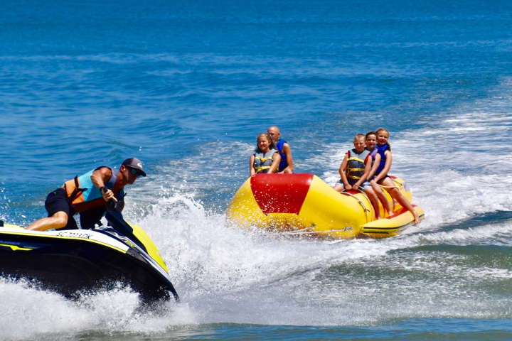 A jet ski and banana boat in Myrtle Beach
